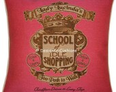 The School of Idle Shopping Pink Woven Tapestry Cushion Cover Sham