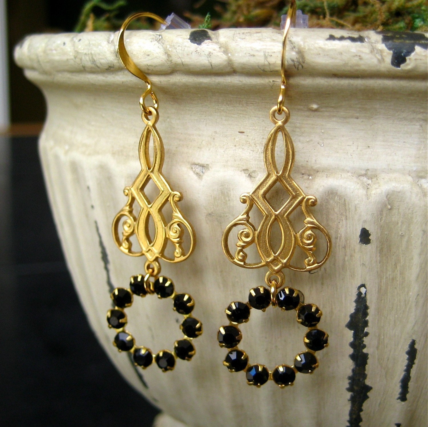 Jet Black Crystal Chandelier Earrings