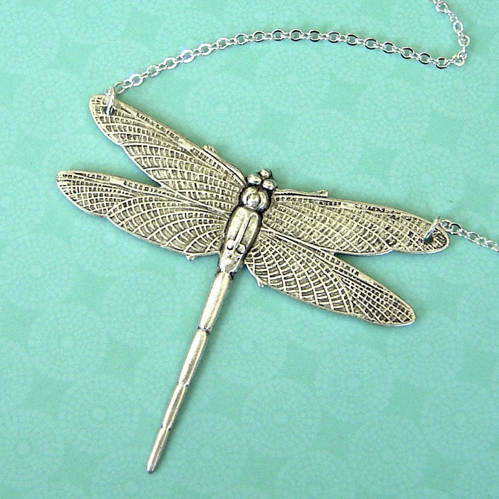 NEW - Dragonfly In Antique Silver Necklace
