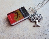 ToKillAMockingbird Necklace with Book Charm and Metal Tree Charm