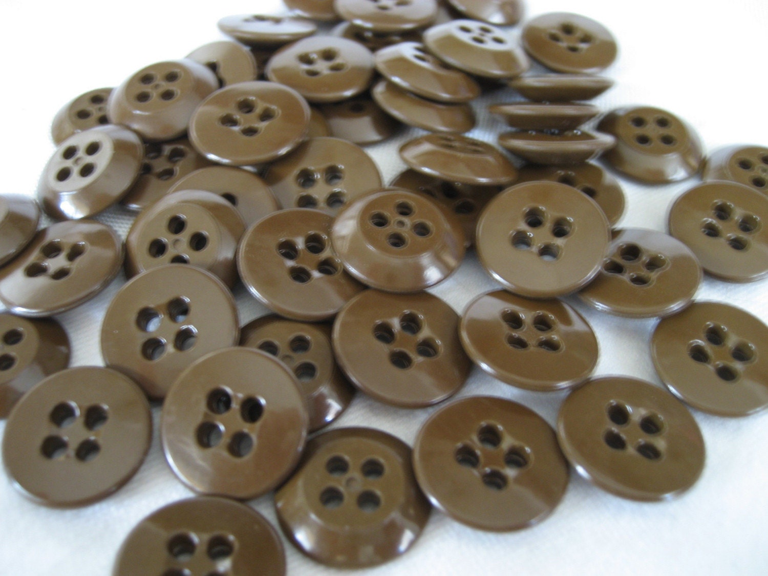 Set Lot of 50 VINTAGE Brown Plastic Military Shirt BUTTONS