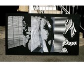 Triple Blinded 40x72 black and white acrylic Noir on canvas Blinded Series