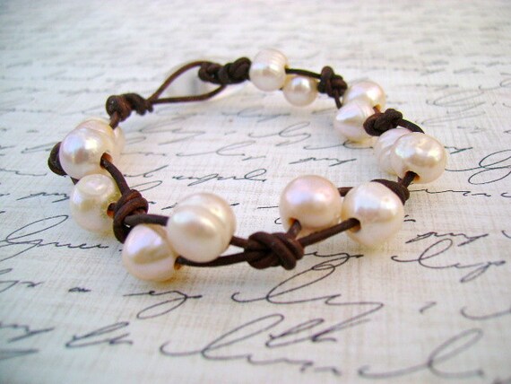 Knotty Girl, Freshwater Pearl and Seaglass, Boho Chic