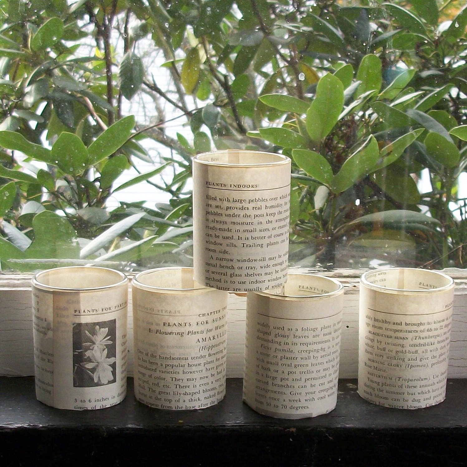 10 Votive Holders wrapped in book pages  -  Wedding Party Favors