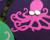 FREE Velvet Painting with Bottlecap Eyes Pink Octopus Purple Velvet - Pay it Forward - Act of Kindness