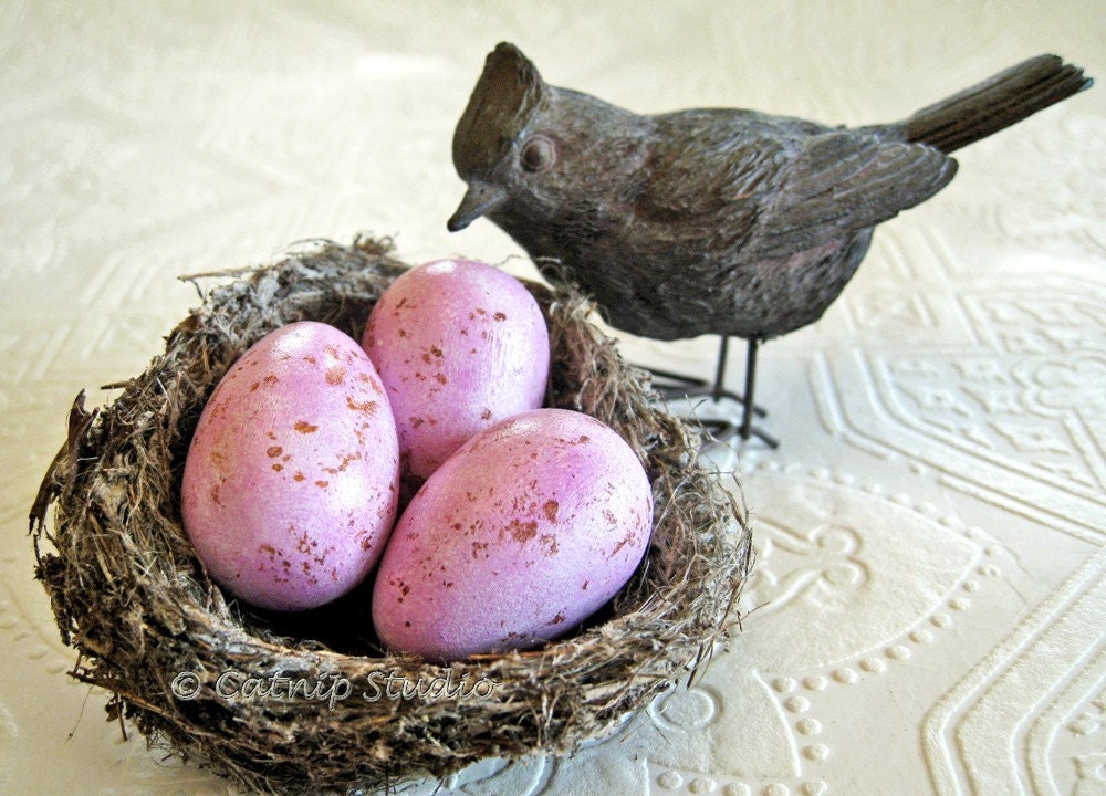 Small Painted Nest Eggs, Violet Nest Eggs, speckled nest eggs, spotted nest eggs, lavender and brown