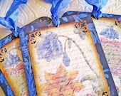 Bluebell Tags Botanical Tags cottage garden indigo blue cream peony tulip buttercup