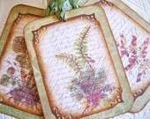 Fern Tags Botanical Tags cottage garden sage green cream sepia brown script digital collage