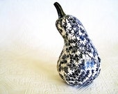 Squash Ornament, Gourd Ornament, Halloween Ornament, decoupage ornament, black and white, origami maple leaves fall autumn thanksgiving