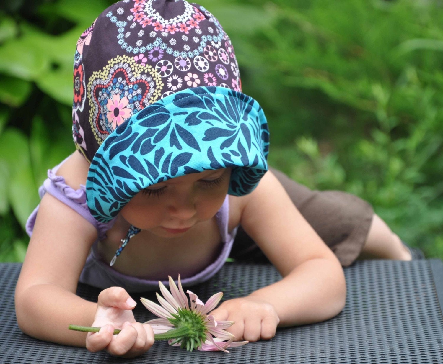 UB2  JEWEL a lavish sun hat in rich, saturated, gemstone hues exclusively by The Urban Baby Bonnet--- size small
