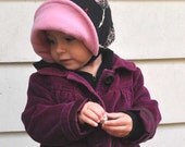UB2  POINSETTIA and LICORICE a sweet-as-candy, beautiful-as-a-flower fleece lined ski hat by The Urban Baby Bonnet-- size large