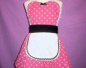 CHILDRENS APRON  for girls  pink Retro Polka Dots childrens full apron birthday kids gift 50s inspired
