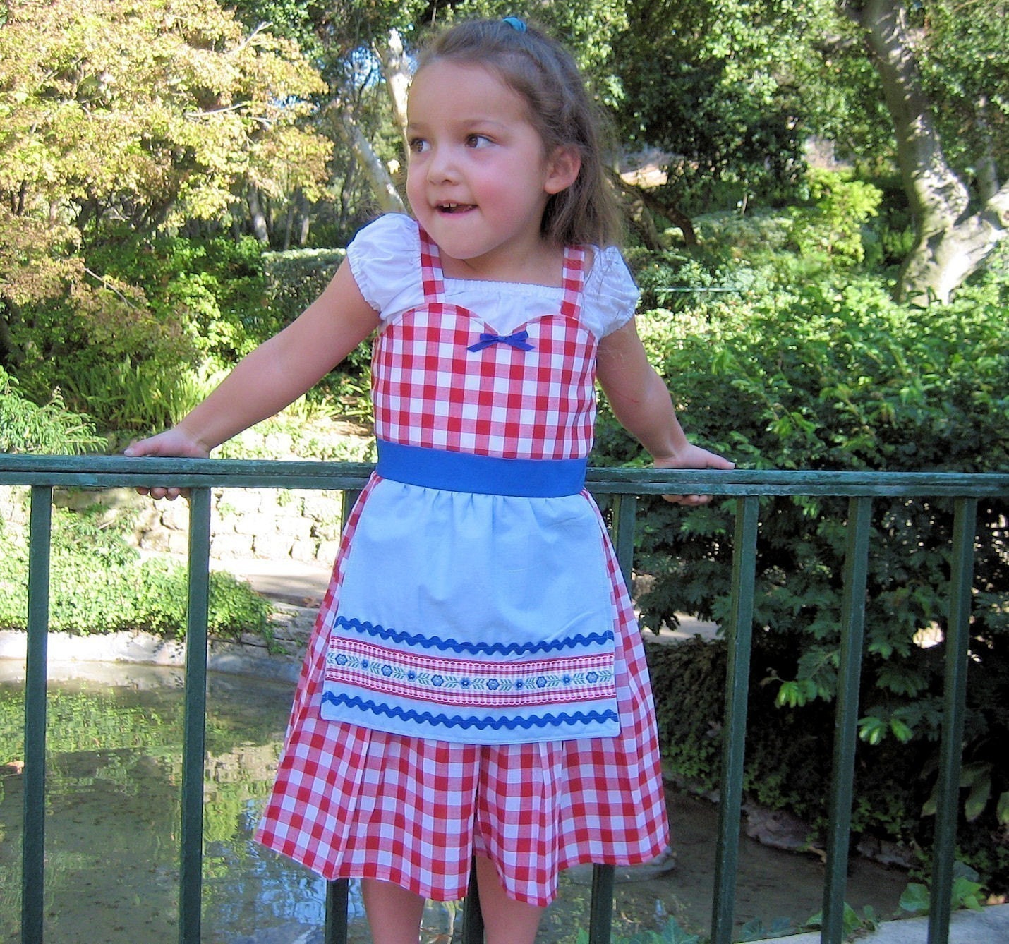 Halloween Costume Little Red Riding Hood dress red gingham retro apron dress costume for girls and toddlers