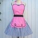 retro pink apron 50s DINER WAITRESS ...  ice cream parlor candy shop fifties sexy hostess bridal shower gift vintage flirty full aprons