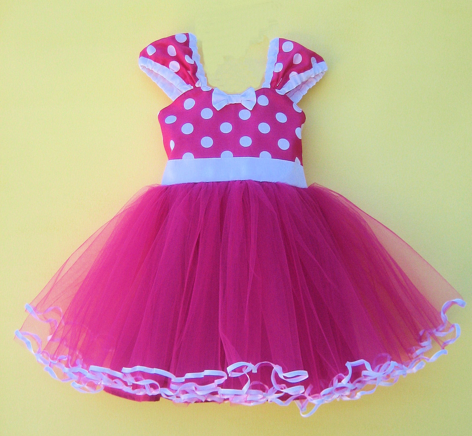 MINNIE MOUSE dress TUTU  Party Dress  in Hot pink Polka Dots super twirly  dress 1st Birthday party