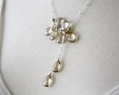 Khaki Champagne Quartz and Sterling Silver Necklace - OOAK one of a kind - elegant holiday glamour - gifts under 100, gift for her