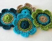 Crochet Applique in Turquoise and Lime