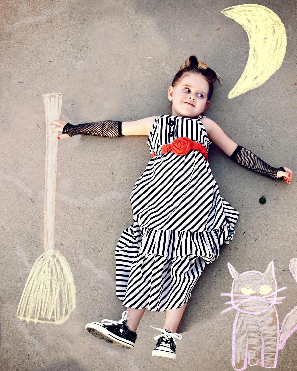 PRE-ORDER- Halloween Stripe Maxi Dress with Rosette Belt