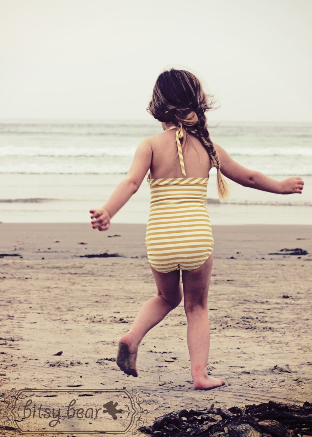 Golden Halter Swimsuit for toddler and girl