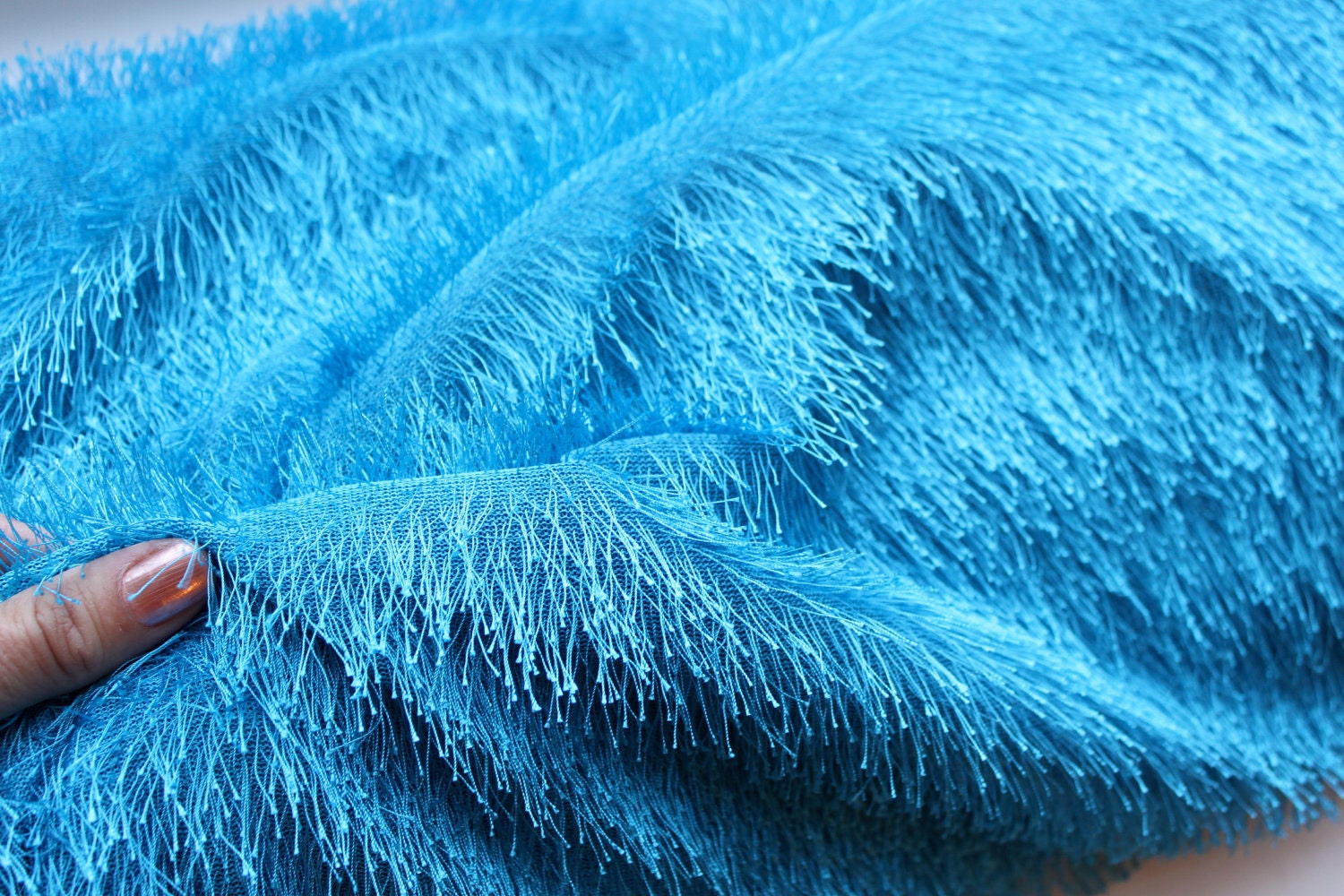 Electric Blue Cookie Monster Fur Furry Fleece YARDAGE