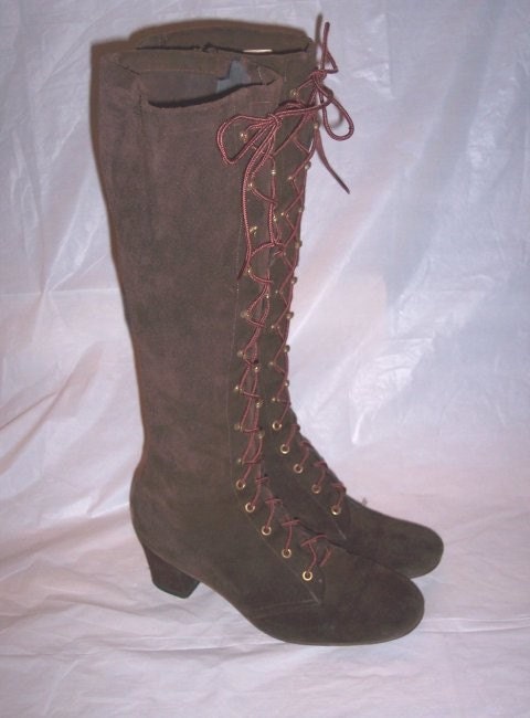 1970s Boho Suede Hippie Lace Up Boots by AgelessFinds on Etsy