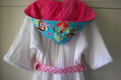Child Robes-Girls-Bath-Girl-Robe-Personalized-Pink-Mermaid-Nautical-Bathrobes-Children-Beach-Sleepwear-Hooded-Terry-Cover Up-Baby&Kids-2-6 - tanjadlyn