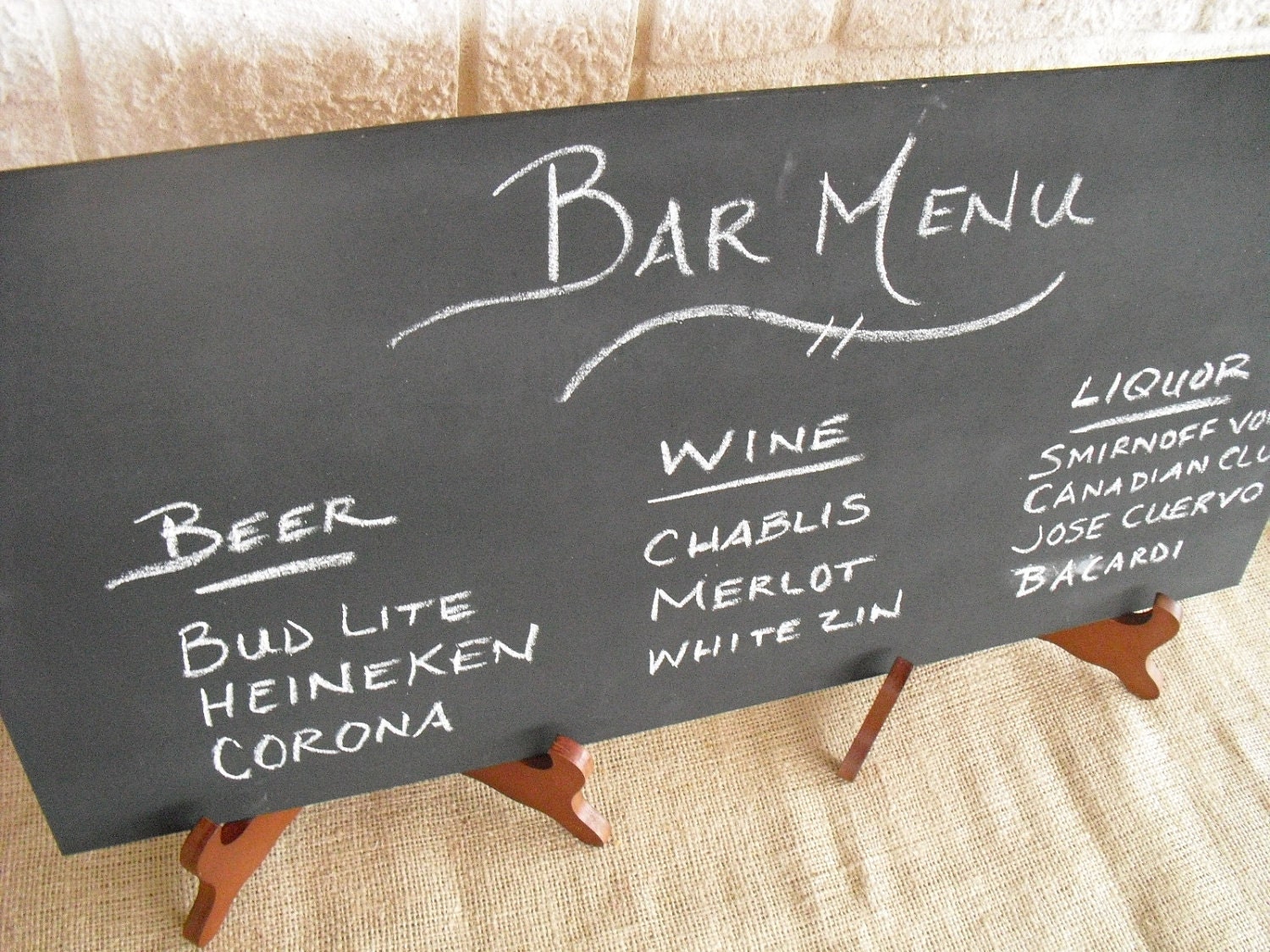 ONE LARGE Frameless Rustic Chalkboard with EASELS for Wedding Signs Photo Props - Item 1109