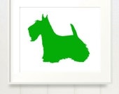 Mod Scottie Dog Scottish Terrier Print - 8x10 - Color Silhouette on White Background