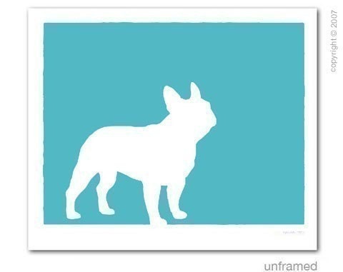 Mod French Bulldog Frenchie Silhouette Fine Art Print 8 x 10