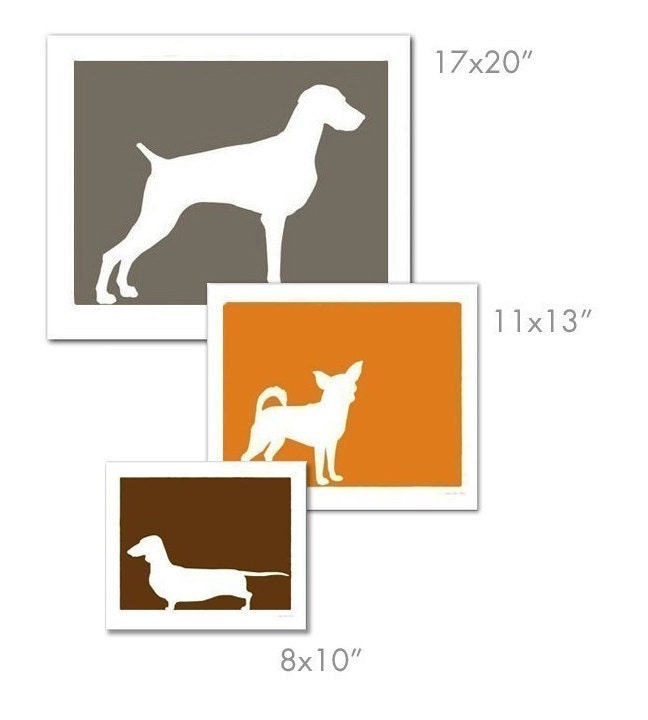 Mod French Bulldog Frenchie Silhouette Fine Art Print 8 x 10