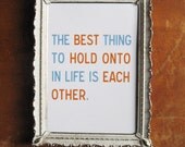 The Best Thing to Hold Onto - 5 x 7 Denim Blue & Tangerine Print