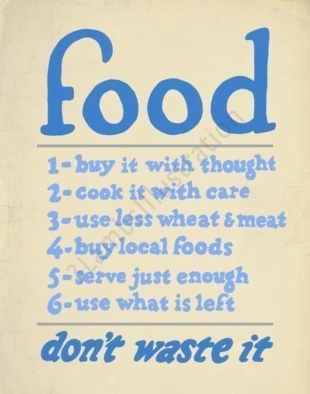Food Buy It With Thought Vintage-Inspired Healthy Eating Print 11 x 14 Blue