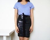 Stretch Sequin Skirt with Small Velvet Bow - Size UK 8 / US 4-6 / EU 34