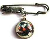 Vintage Cherries Hare Pin Brooch