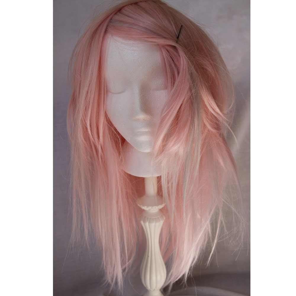 SALE// Messy Candy Pink Wig with Silver  Streaks // Straight with Long// Heat Styleable
