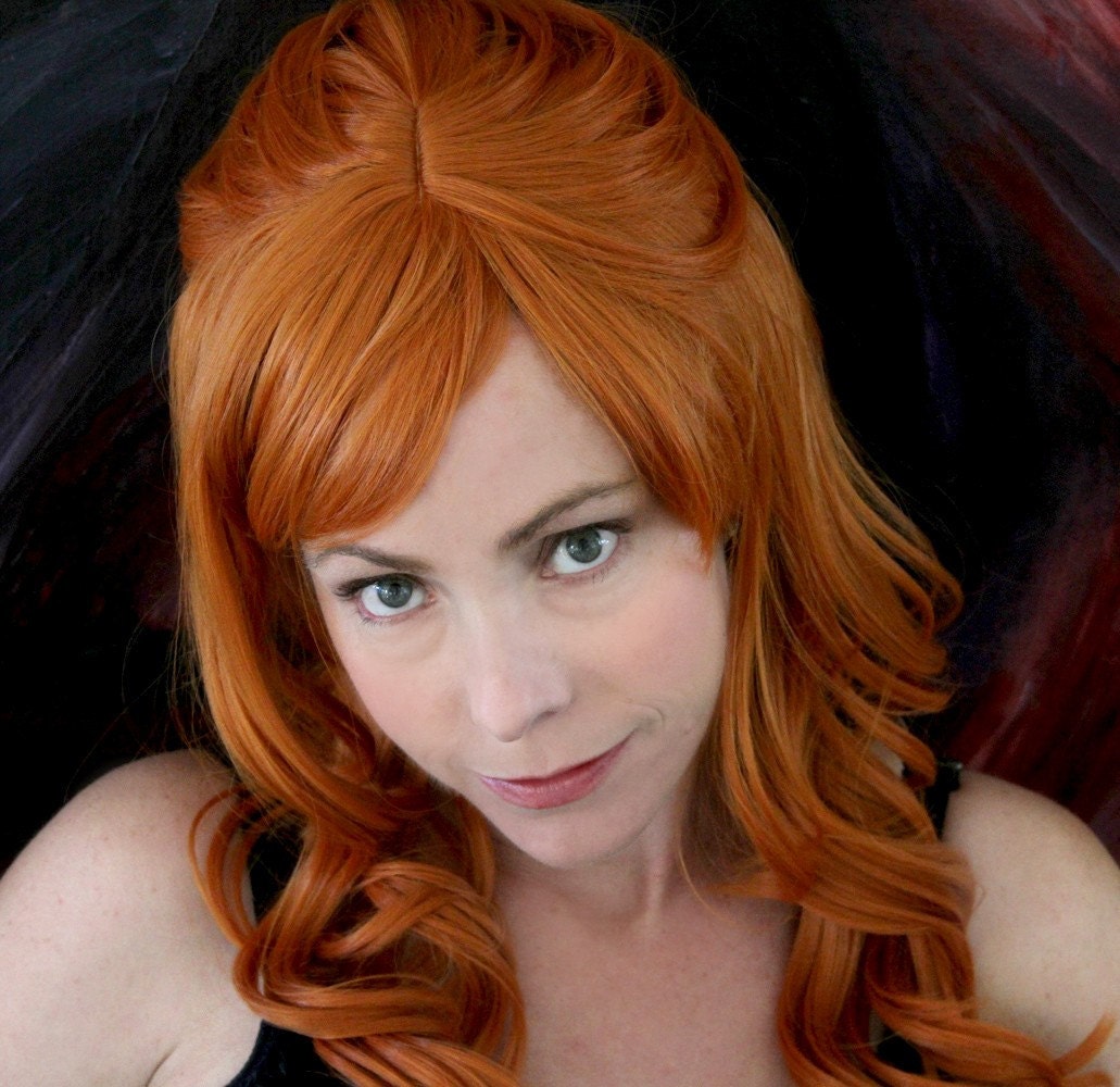 SALE // Pumpkin Spice Orange Wig // Curly Long Layers // Heat Styleable