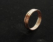 Set of 3 BOLD 14k rose gold filled hammered stackable rings wedding bands