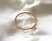 One 14k ROSE gold beaded/ dotted band - wedding rings, stacking rings- rose gold stacking ring- ring for her