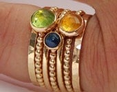 14k GOLD FILLED Peridot, Citrine, Sapphire Stackable Birthstones Mothers rings, Personalized Jewelry, Gemstone Ring, Stackable Rings