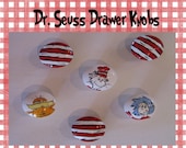 Hand Painted Dr. Seuss Cat in the Hat Drawer Knobs Pulls Nursery Art