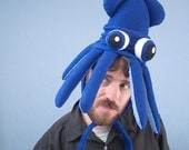 The Guild Squidhat - Small Fleece Squid Hat - Blue with Bulgy Eyes