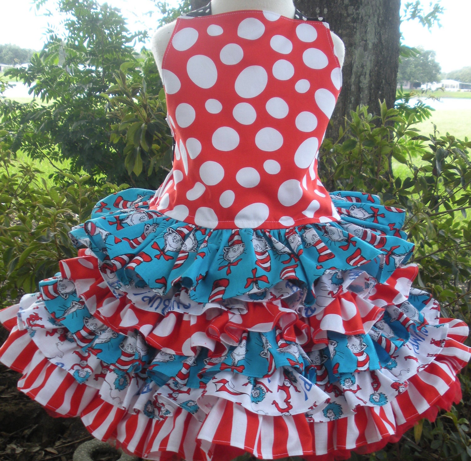 Custom Boutique Dr Seuss Cat in Hat 2 Piece Nie Nie Set Girl 2 3 4 5 6
