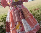 Free Shipping Ready to Ship Custom Boutique Girl Vintage Chenille Peasant Dress 2 3 4 Flea Market