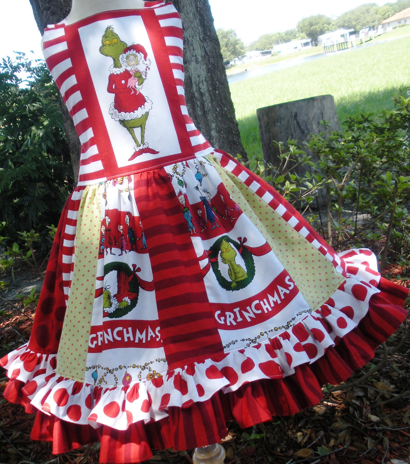 Custom Boutique Grinch Dr Seuss Christmas Holiday Dress Girl 2 3 4 5 6 7 8