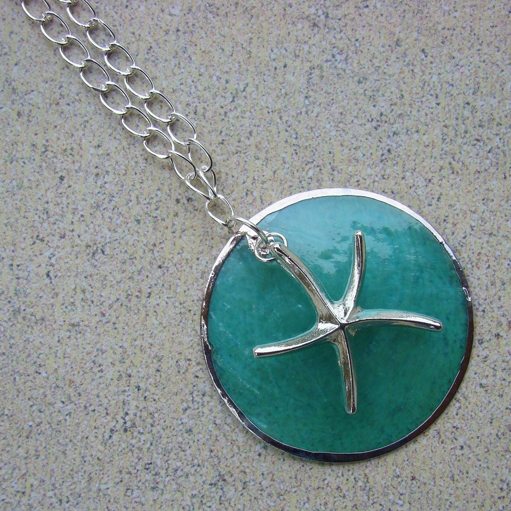 READY TO SHIP - Aqua Disc Starfish Necklace