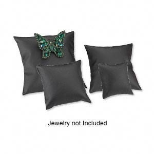 Four Pack Varied Size Black Leatherette Bracelet and Watch Pillow Retail Displays
