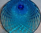 Vintage Oversized Compote in Optic Azure Glass