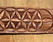 Flower of Life Inspired, Distressed Leather Wrist Band Bracelet Cuff