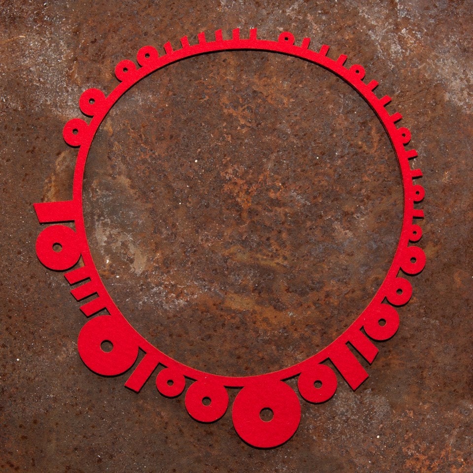 Binary Necklace // Red // Laser cut felt