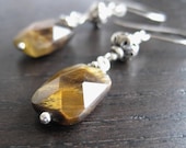 Faceted Tiger Eye and Sterling Silver Earrings - ready to ship